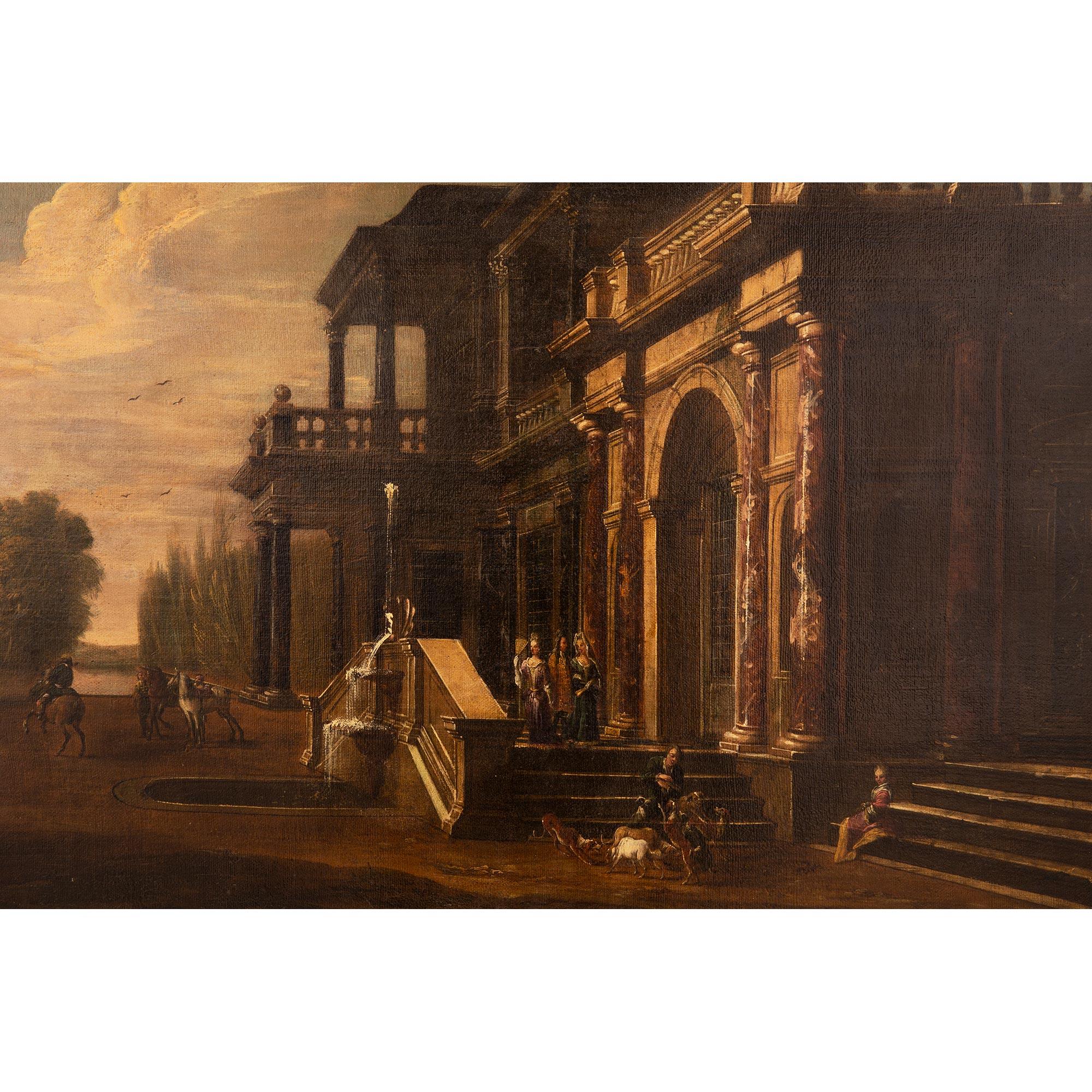 Pintura italiana al óleo sobre lienzo del siglo XIX de una hermosa finca rústica Italiano en venta