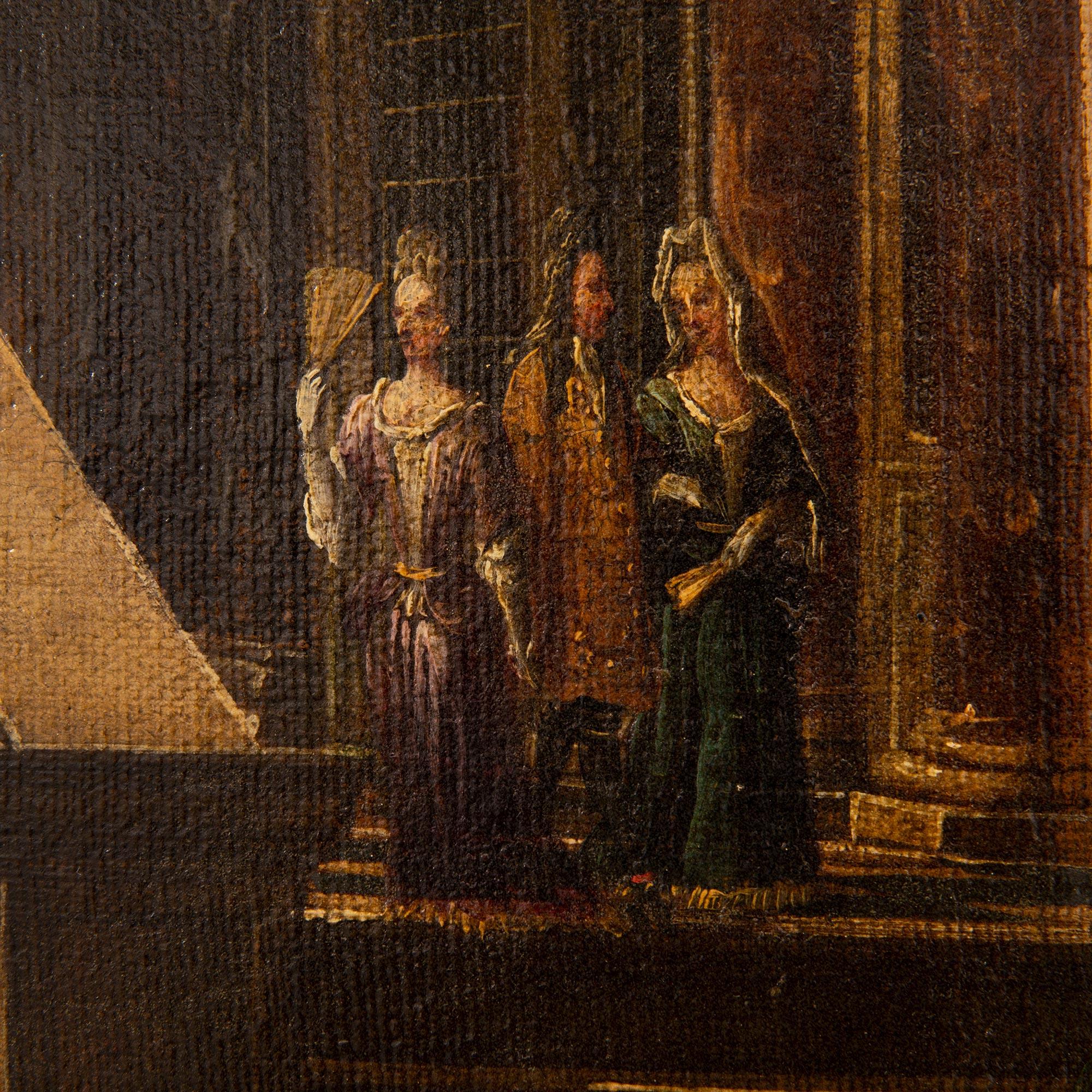 Pintura italiana al óleo sobre lienzo del siglo XIX de una hermosa finca rústica en venta 1