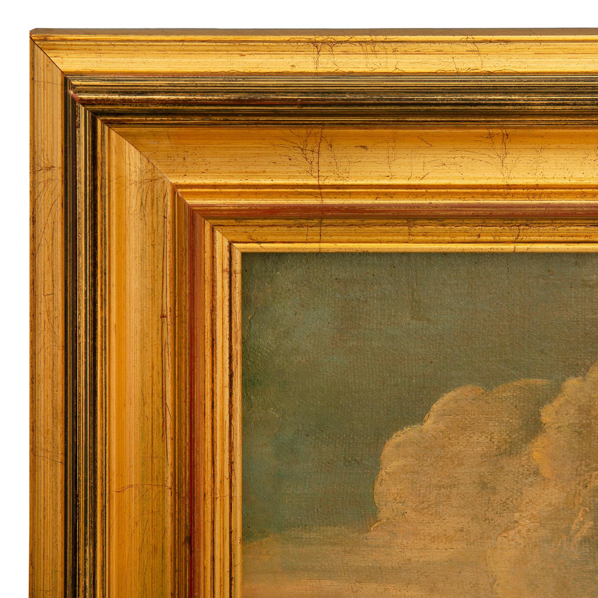 Peinture à l'huile sur toile italienne du 19ème siècle représentant une belle propriété de campagne en vente 3