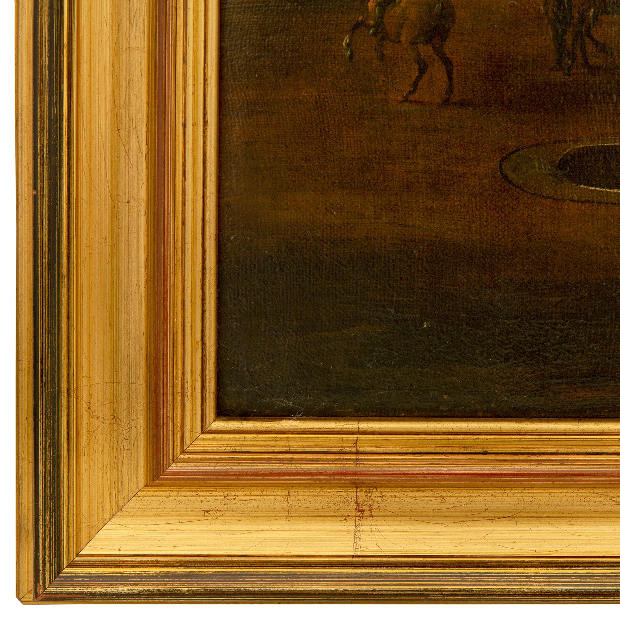 Peinture à l'huile sur toile italienne du 19ème siècle représentant une belle propriété de campagne en vente 4