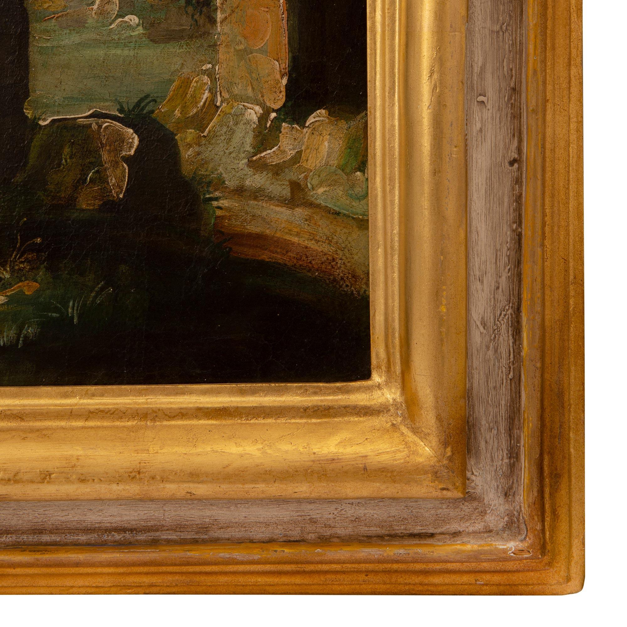 Huile sur toile italienne du XIXe siècle représentant des ruines et des personnages en vente 3
