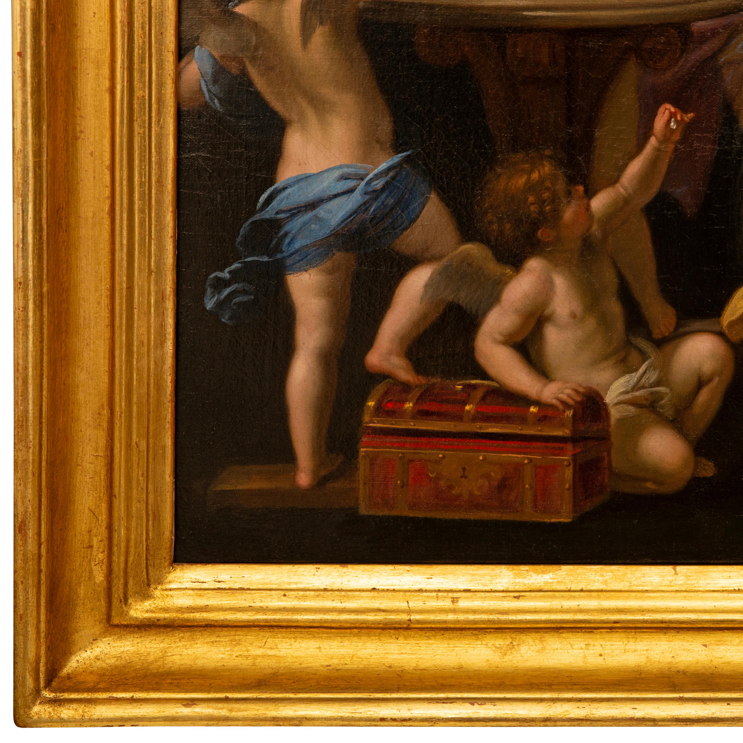Italian 19th century Oil on Canvas painting of the Bathing of Venus For Sale 4