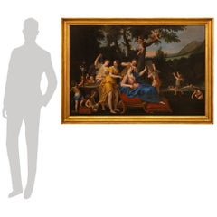 Italian 19th century Oil on Canvas painting of the Bathing of Venus