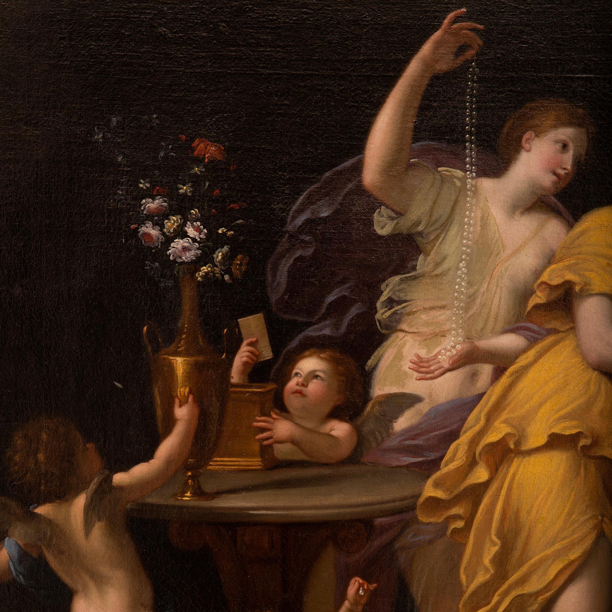 Italian 19th century Oil on Canvas painting of the Bathing of Venus For Sale 1
