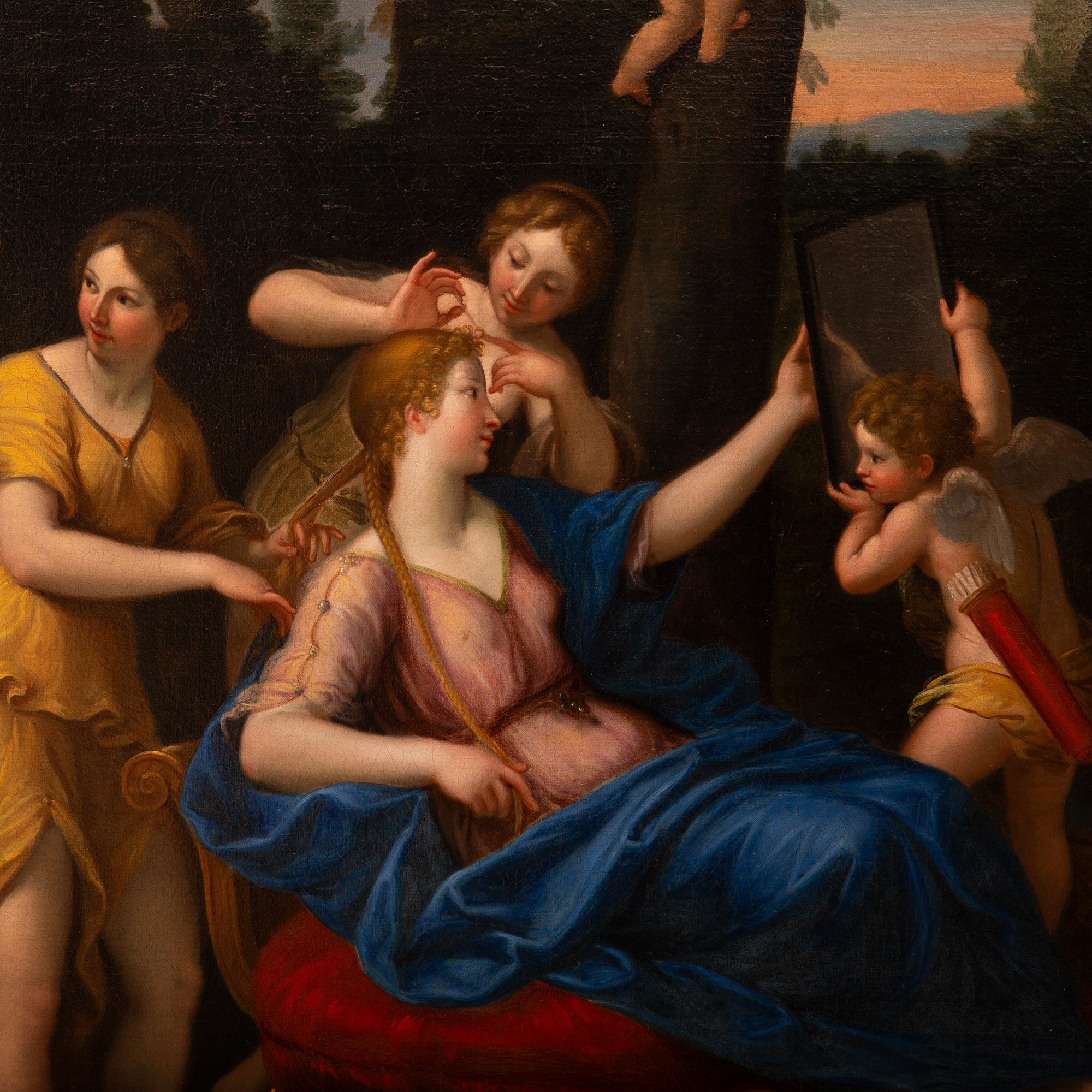 Italian 19th century Oil on Canvas painting of the Bathing of Venus For Sale 3