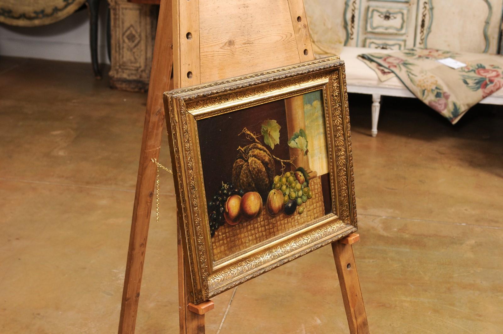 Nature morte italienne du 19e siècle à l'huile sur toile représentant des fruits en vente 4