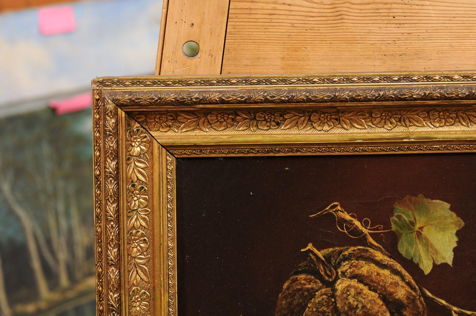 Nature morte italienne du 19e siècle à l'huile sur toile représentant des fruits Bon état - En vente à Atlanta, GA