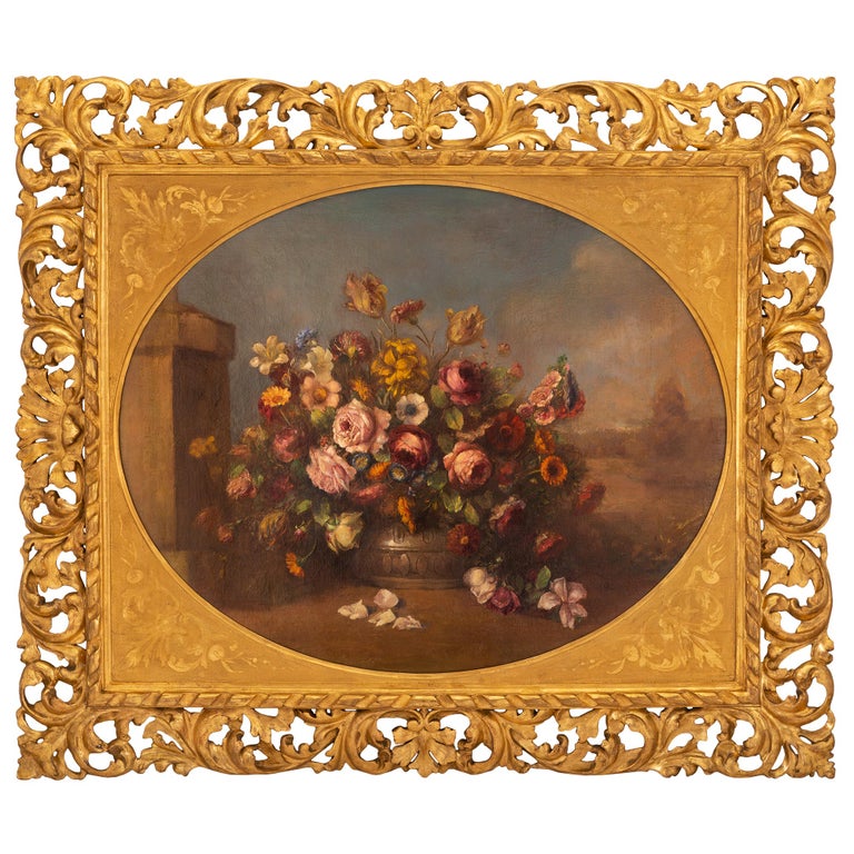 Italian 19th Century Oil on Canvas Still Life Painting For Sale