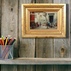 Italian 19th Century Oil Painting on Canvas, Children Playing