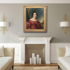 Italian 19th Century Oil Painting on Canvas, Portrait of a Young Woman