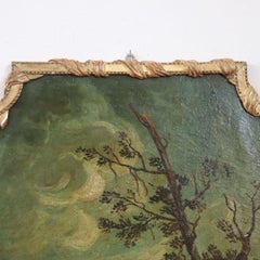 Italian 19th Century Oil Painting on Canvas, River Landscape with Bridge