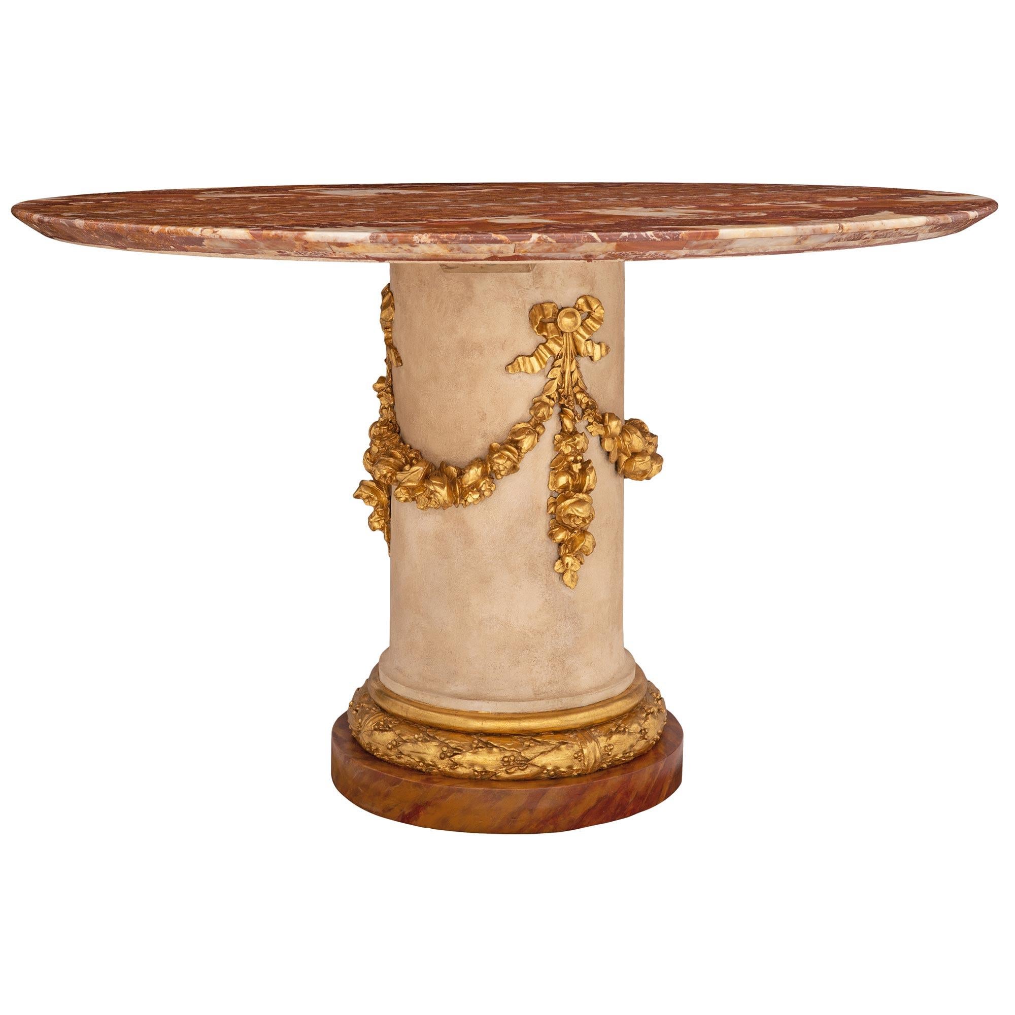 Italian 19th Century Onyx, Faux Marble, and Giltwood Center/Dining Table For Sale 2