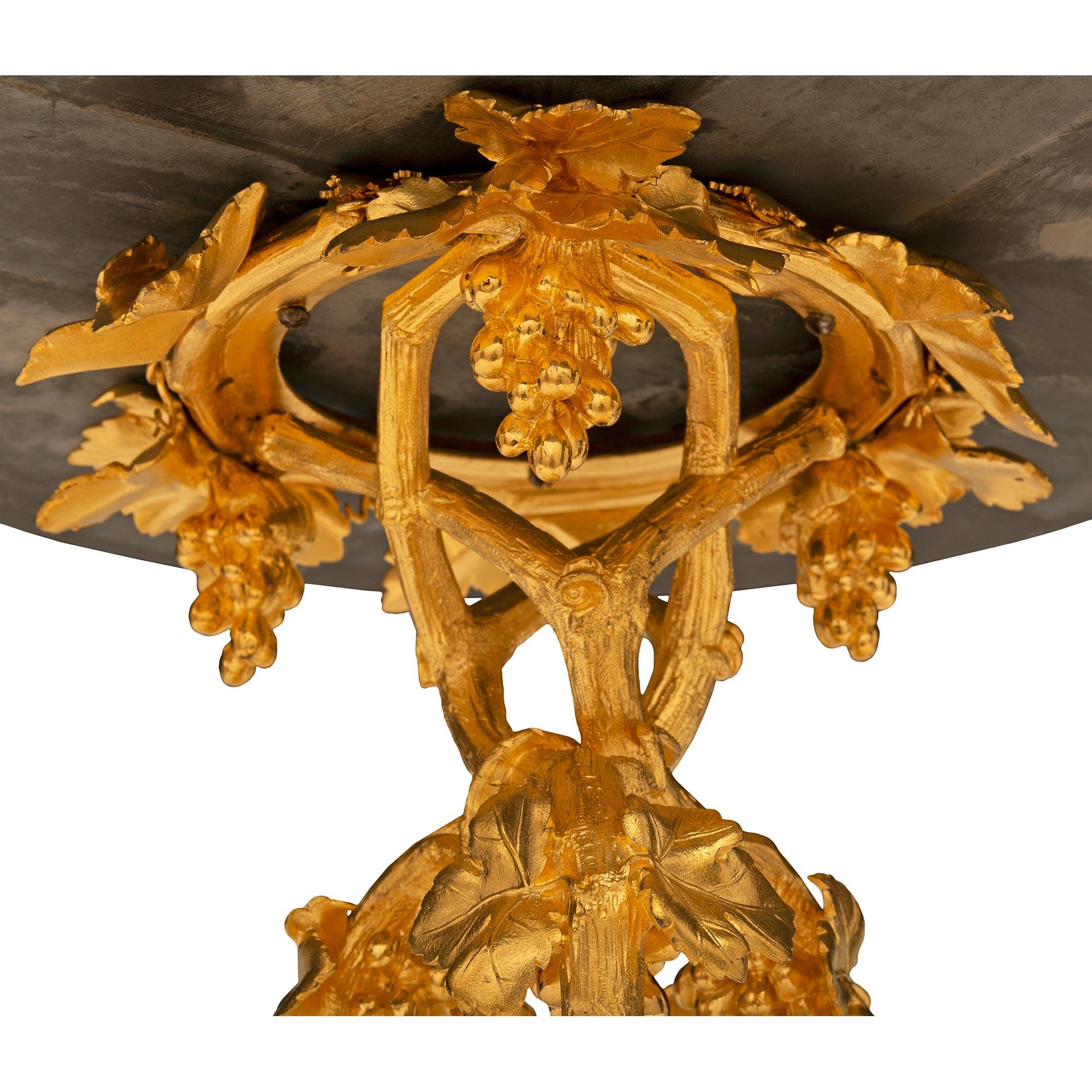 Italian 19th Century Ormolu and Pietra Dura Marble Low Side Table/Pedestal For Sale 4
