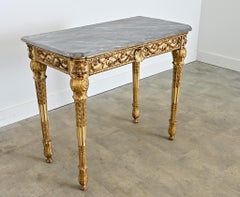 Italian 19th Century Painted and Parcel Gilt Marble Top Console Table