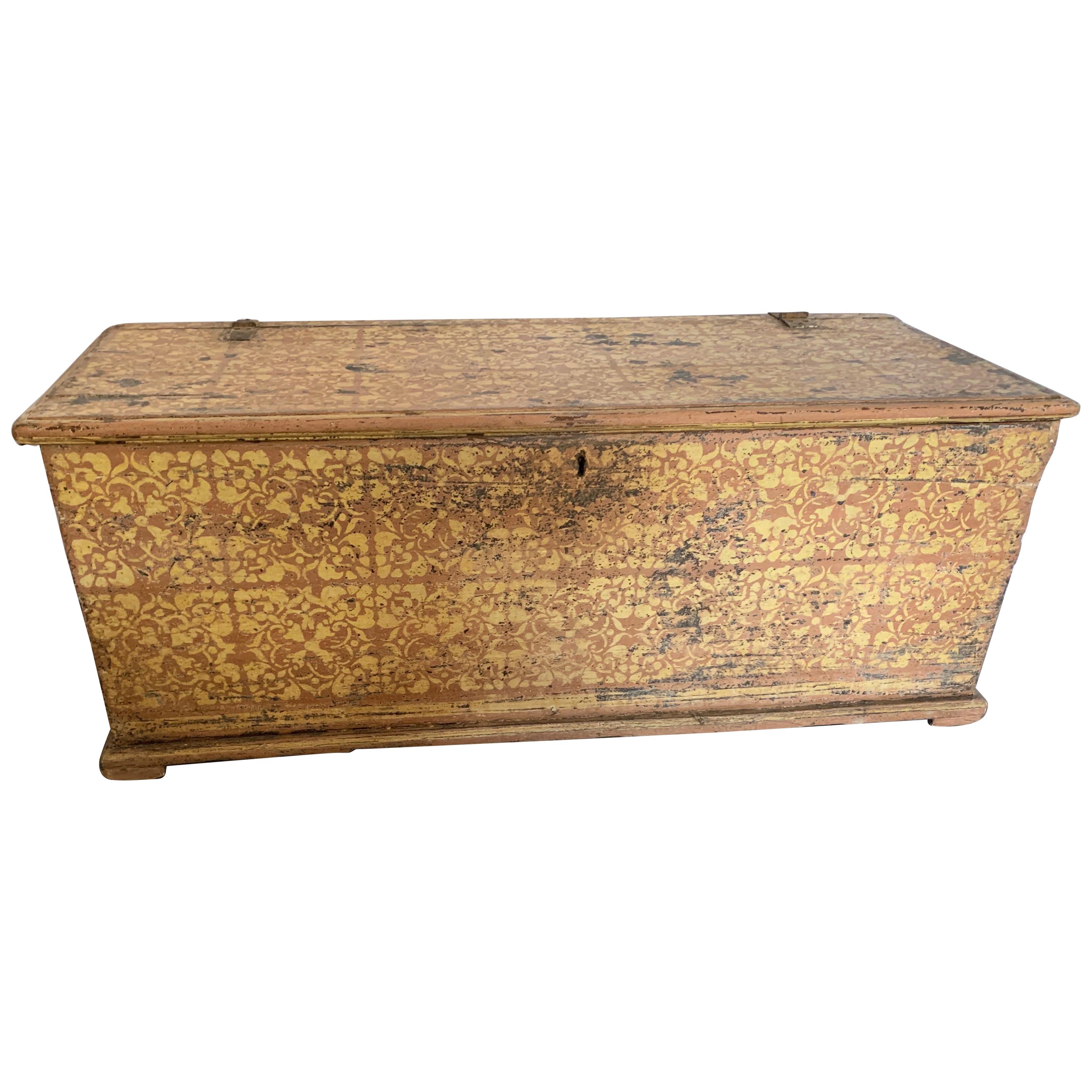 Italian 19th Century Painted Trunk For Sale