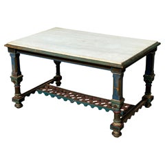 Italian 19th Century Painted with White Marble Top Hunting Table, 1860