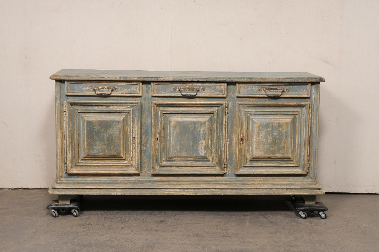 Italian 19th Century Painted Wood Raised-Panel Credenza Cabinet 8