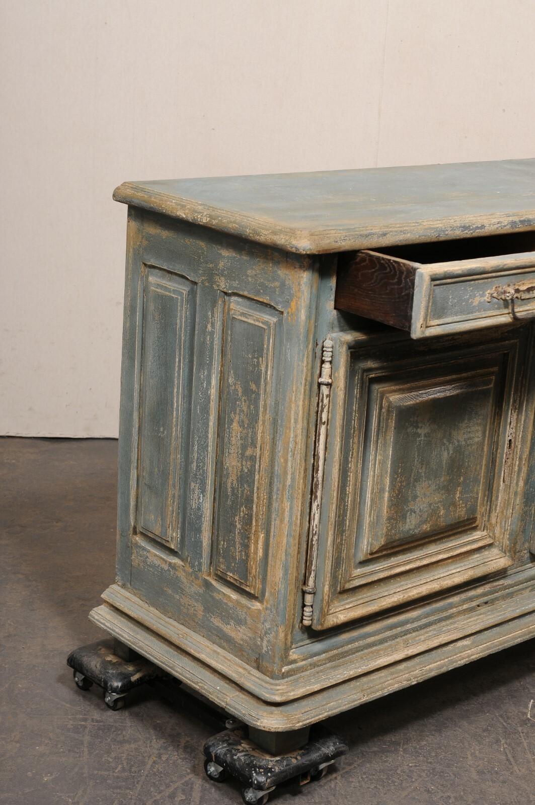Italian 19th Century Painted Wood Raised-Panel Credenza Cabinet 1