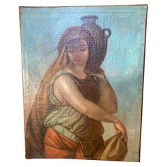 the water carrier painting Antique Italian 19th Century Painting of a Water Carrier