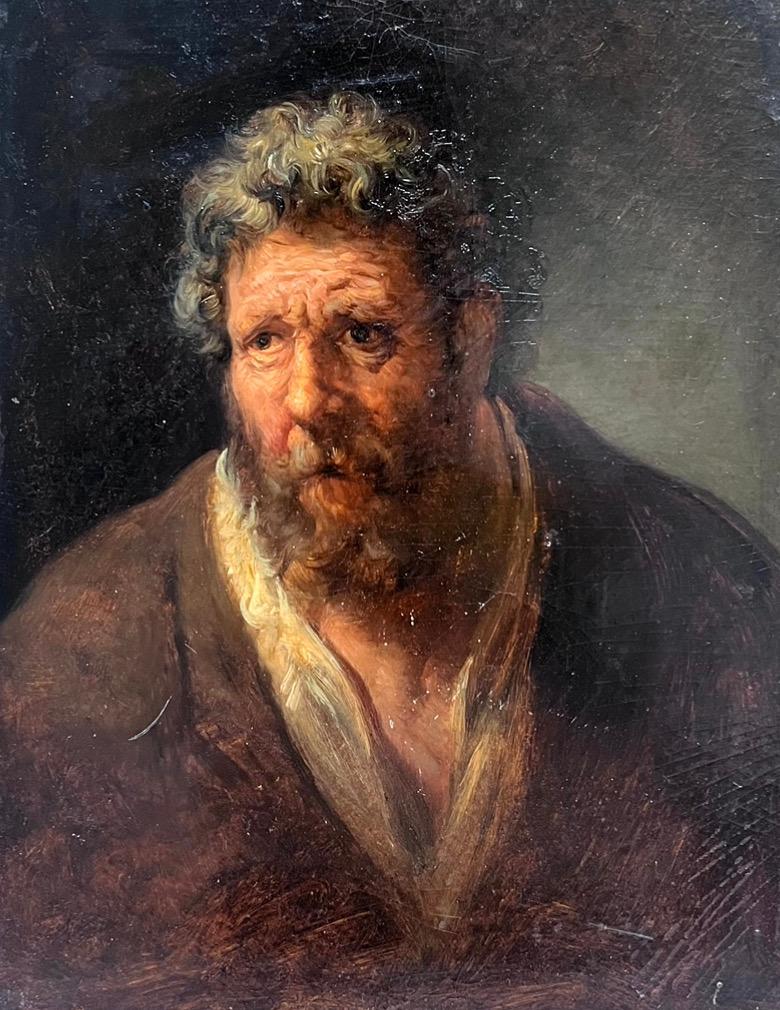 Peinture à l'huile italienne du début des années 1800 Portrait d'un homme barbu, Saint Peter Apostle - Painting de Italian 19th Century