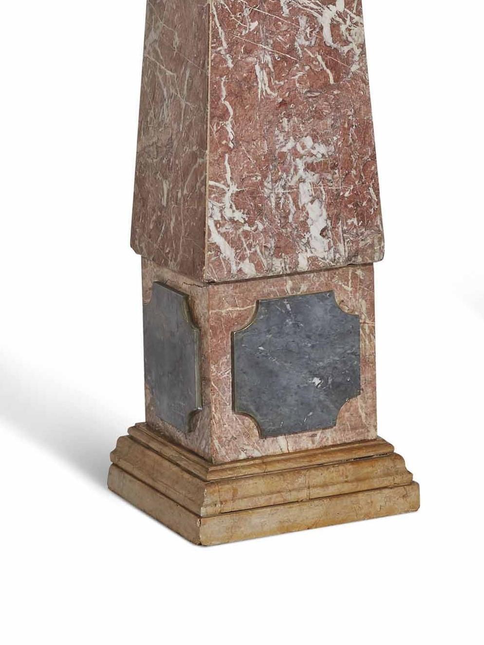 Marble Italian 19th century pair of very tall decorative marble obelisks For Sale