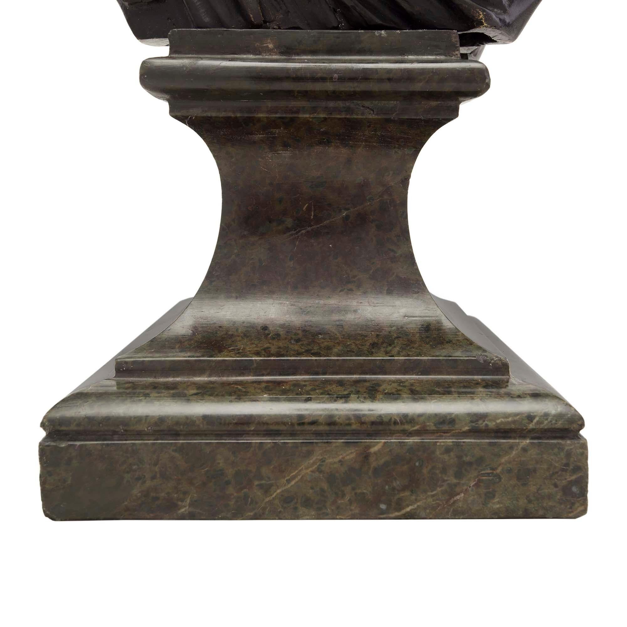 Italian 19th Century Patinated Bronze and Marble Bust For Sale 1