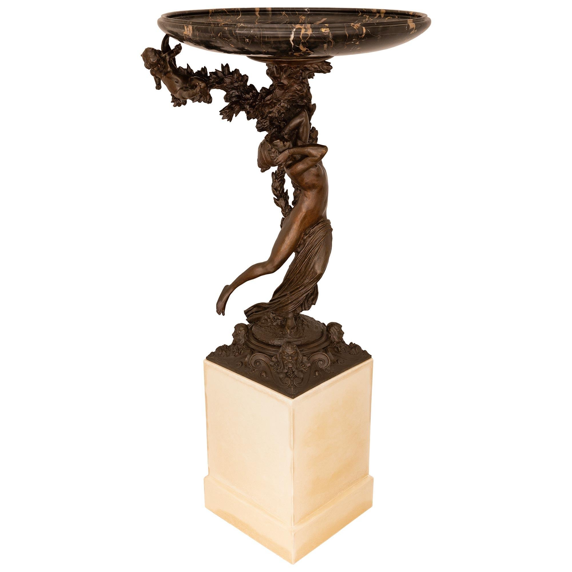 Vaso per uccelli/pianta in bronzo patinato del XIX secolo, firmato A. Fazzi In condizioni buone in vendita a West Palm Beach, FL