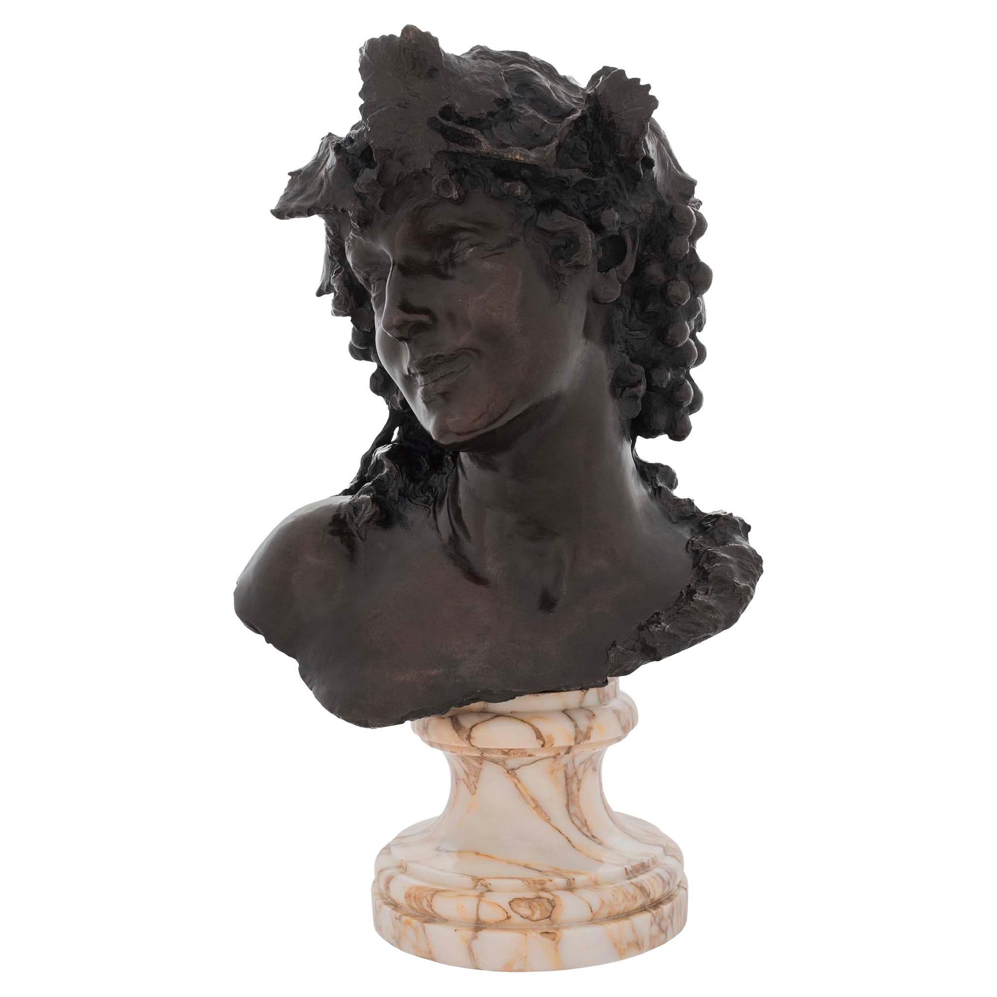 Italian 19th Century Patinated Bronze of a Young Woman, Signed Silvio Sbricoli