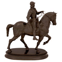 Italian 19th Century Patinated Bronze Statue of a Nobleman on His Horse