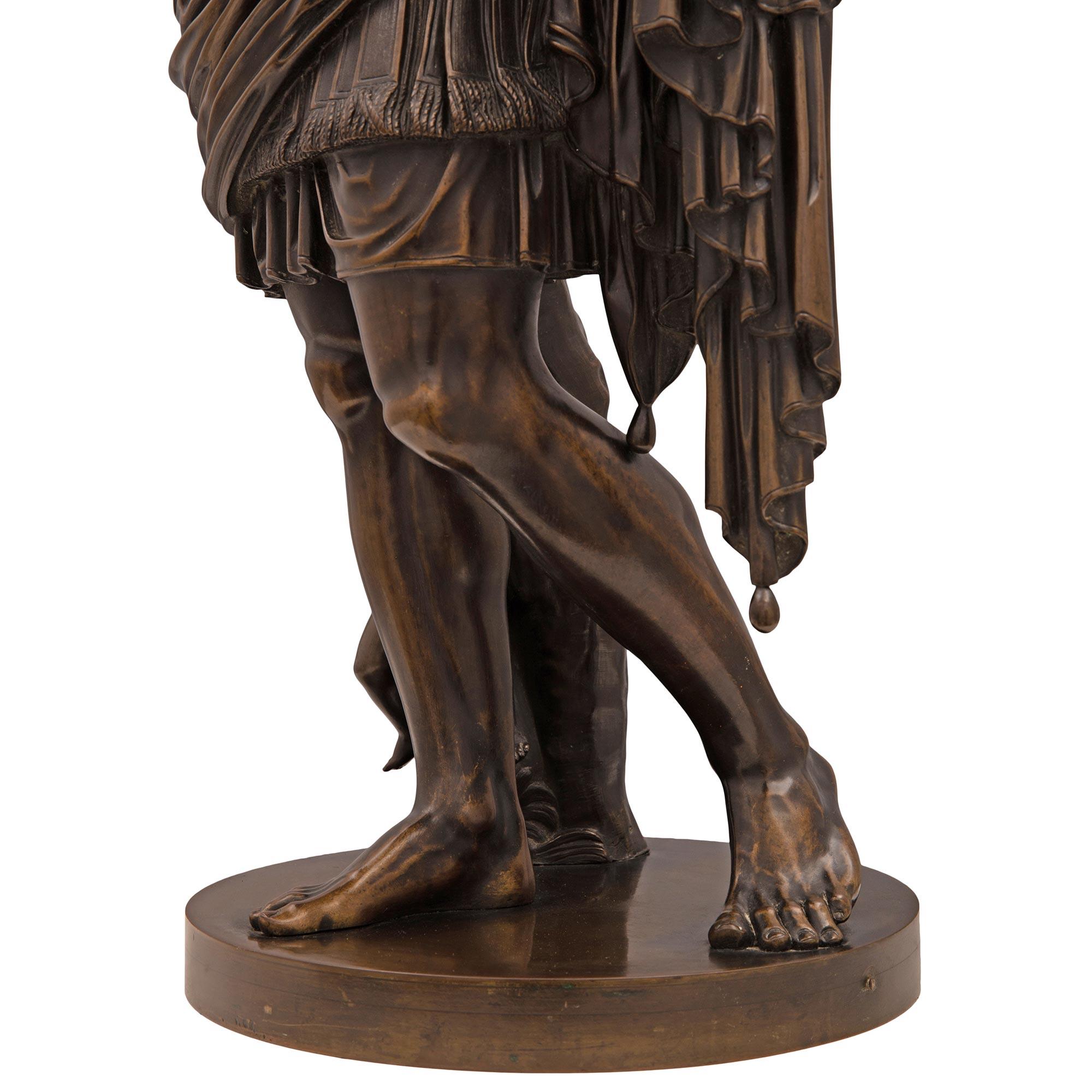 Italian 19th Century Patinated Bronze Statue of Augustus of Prima Porta For Sale 5