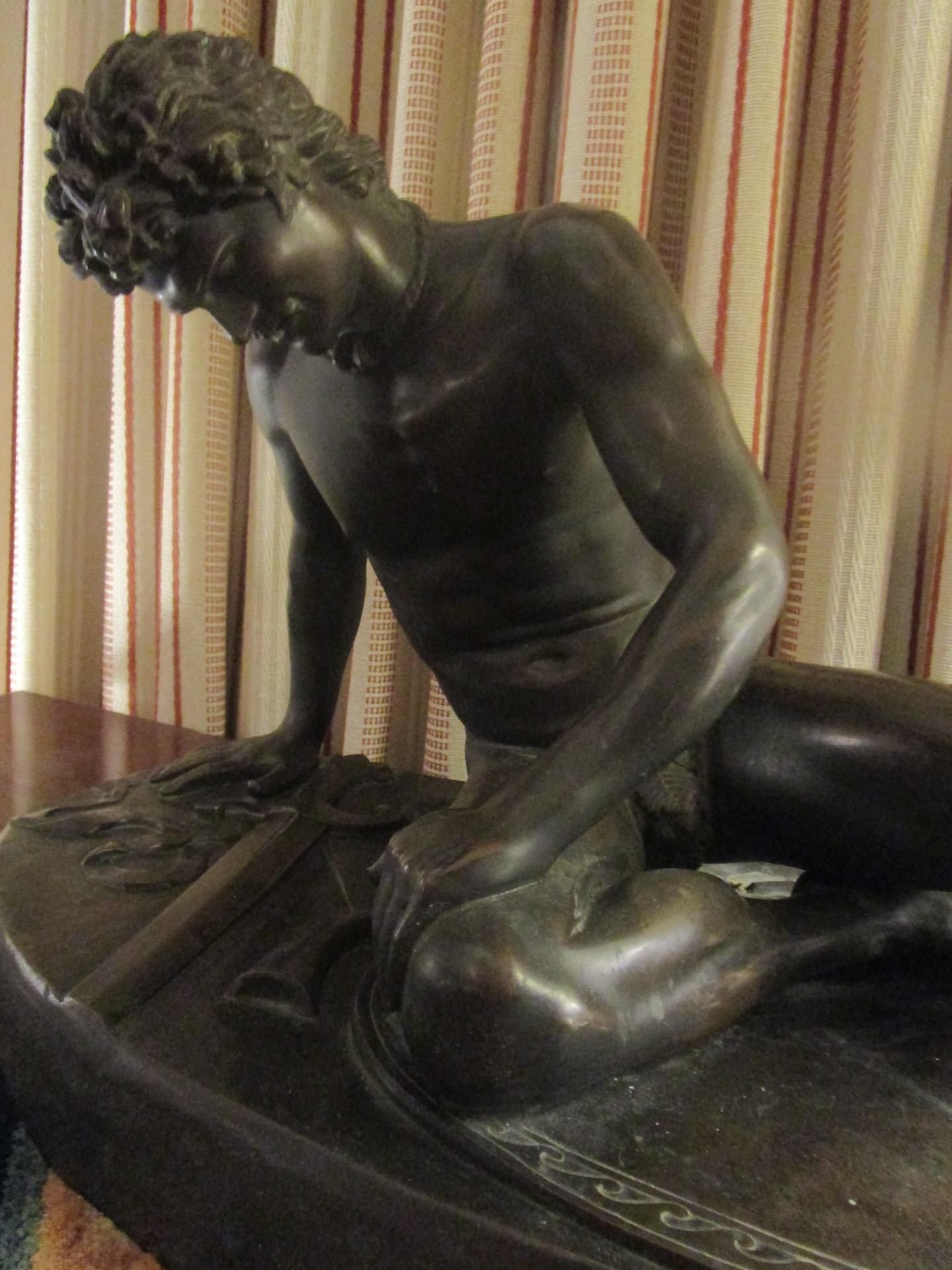 Hellenistic Italian 19th Century Patinated Bronze Statue of the Dying Gaul in Large Scale For Sale