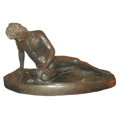 Antique Italian 19th Century Patinated Bronze Statue of the Dying Gaul in Large Scale