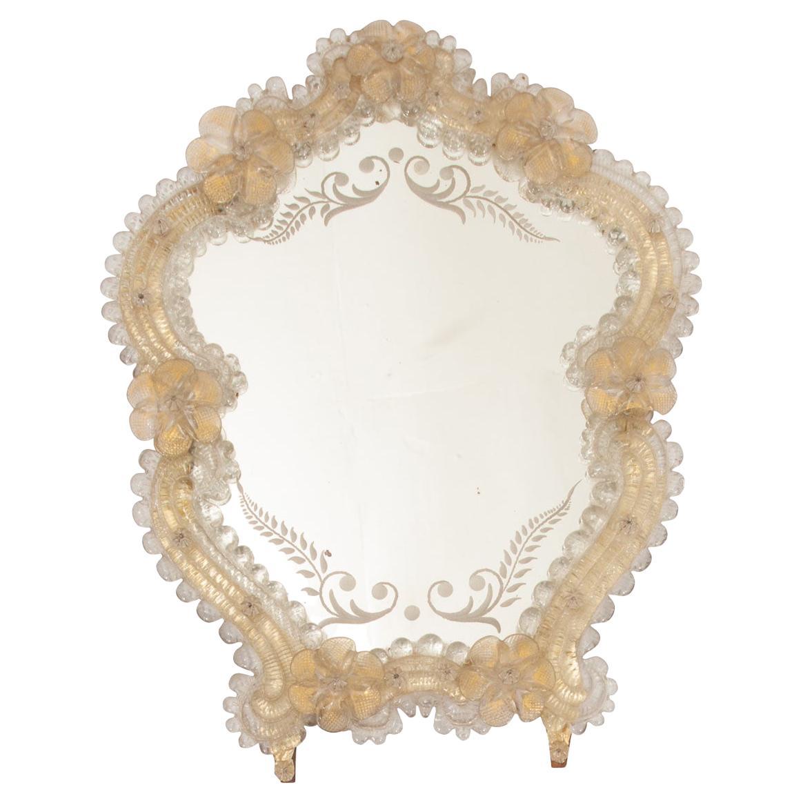 Petit miroir en verre italien du 19ème siècle
