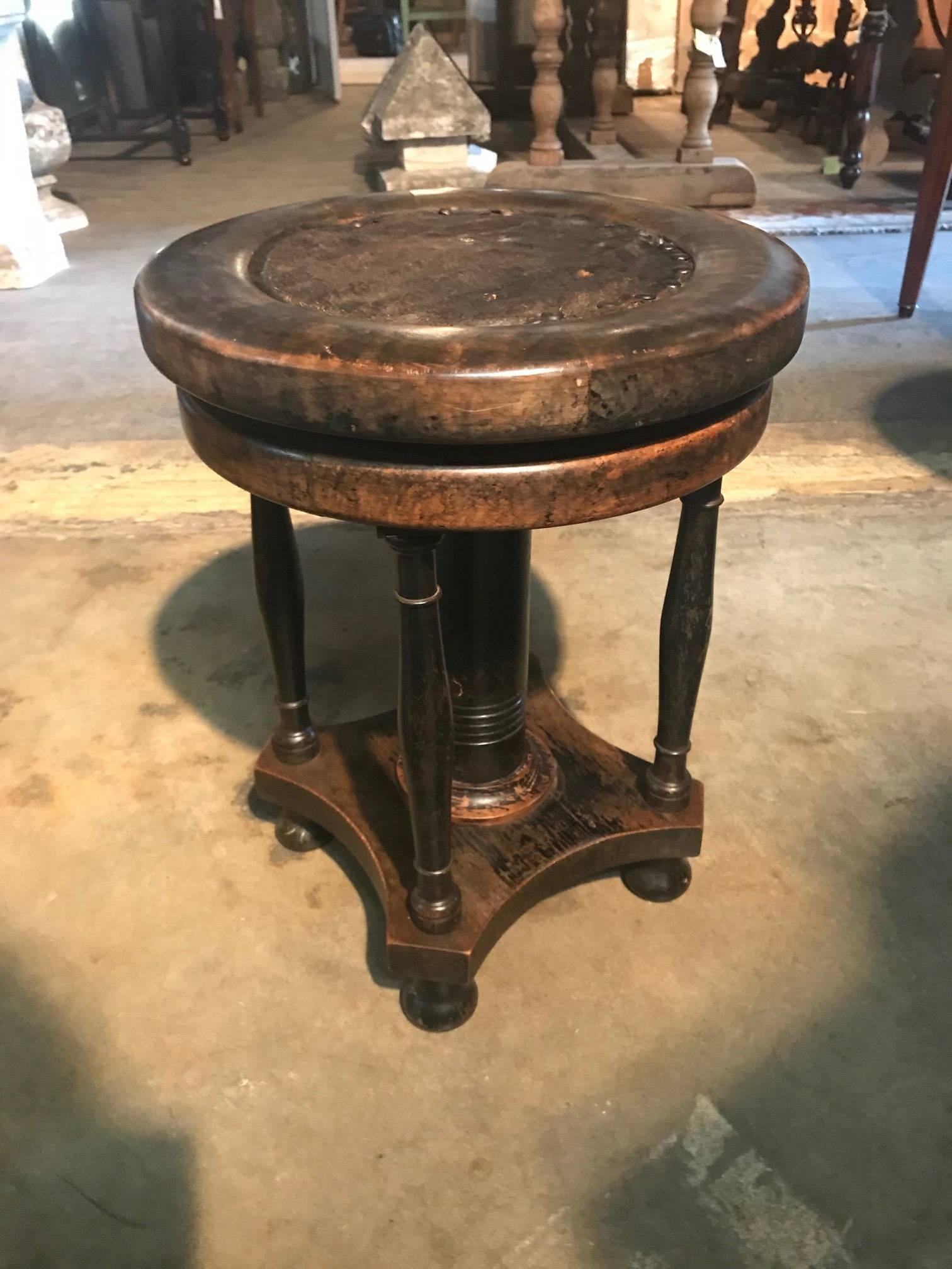 Ebonized Italian 19th Century Piano Stool