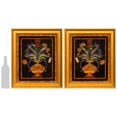 Plaques italiennes du 19ème siècle en marbre Pietra Dura