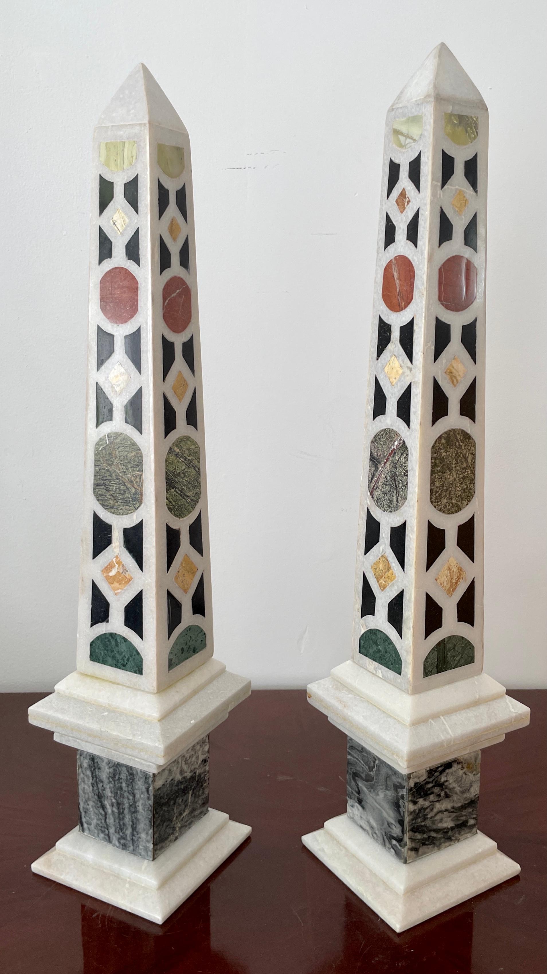 Other Italian 19th Century Pietra Dura Obelisks, a Pair For Sale