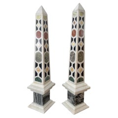 Antique Italian 19th Century Pietra Dura Obelisks, a Pair