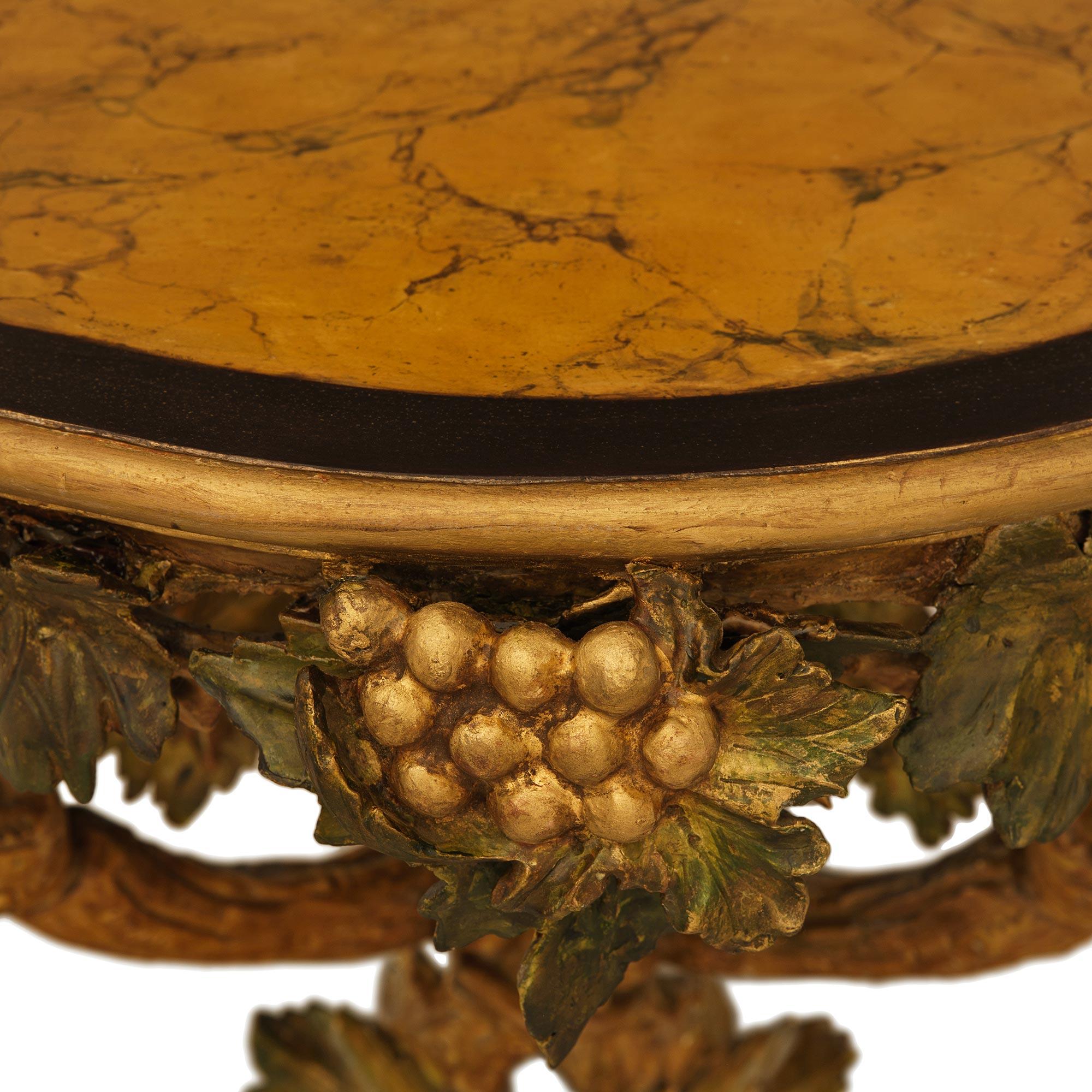 Giltwood Italian 19th century Polychrome, patinated Wood and Gilt console For Sale