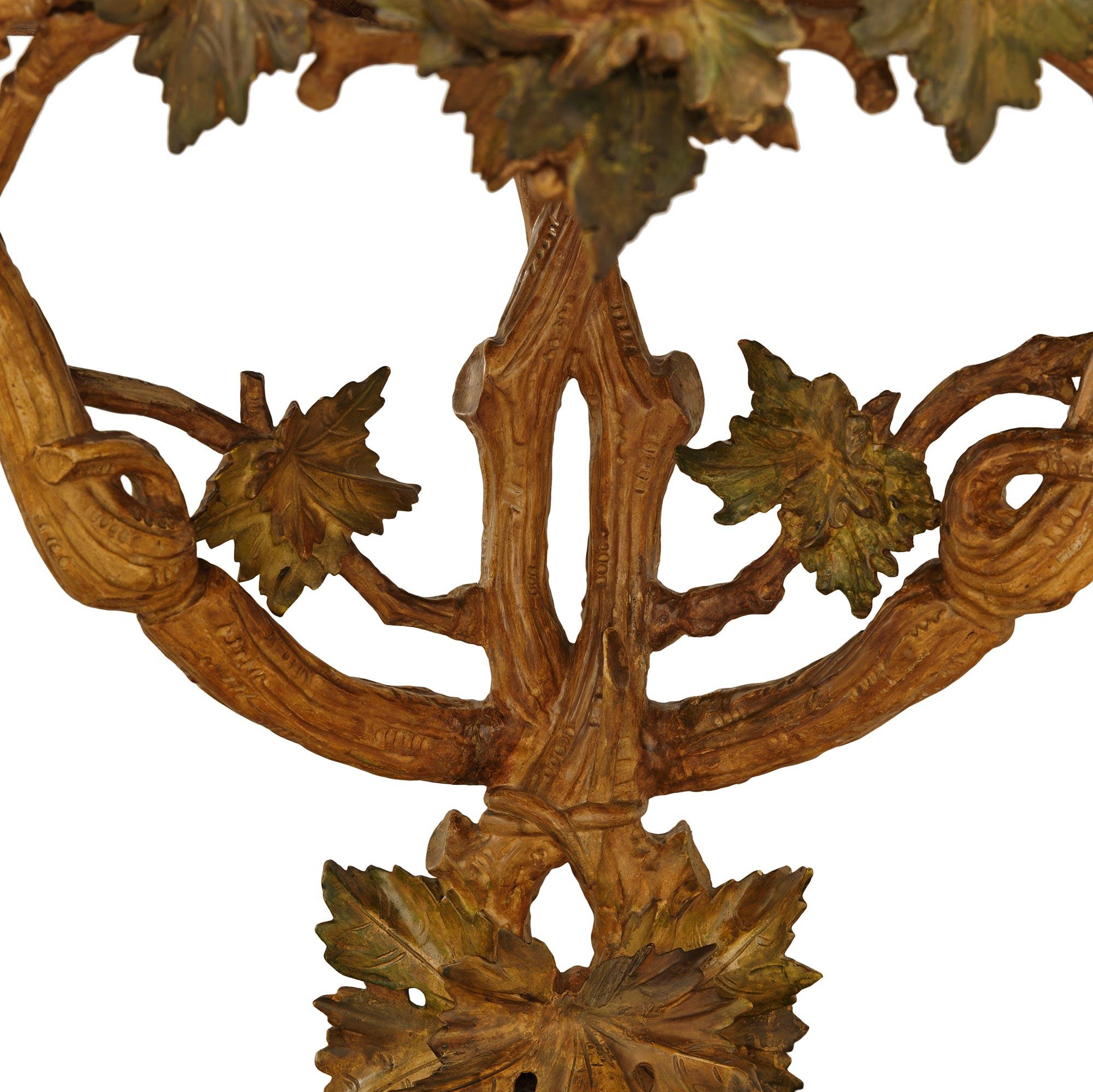 Italian 19th century Polychrome, patinated Wood and Gilt console For Sale 1