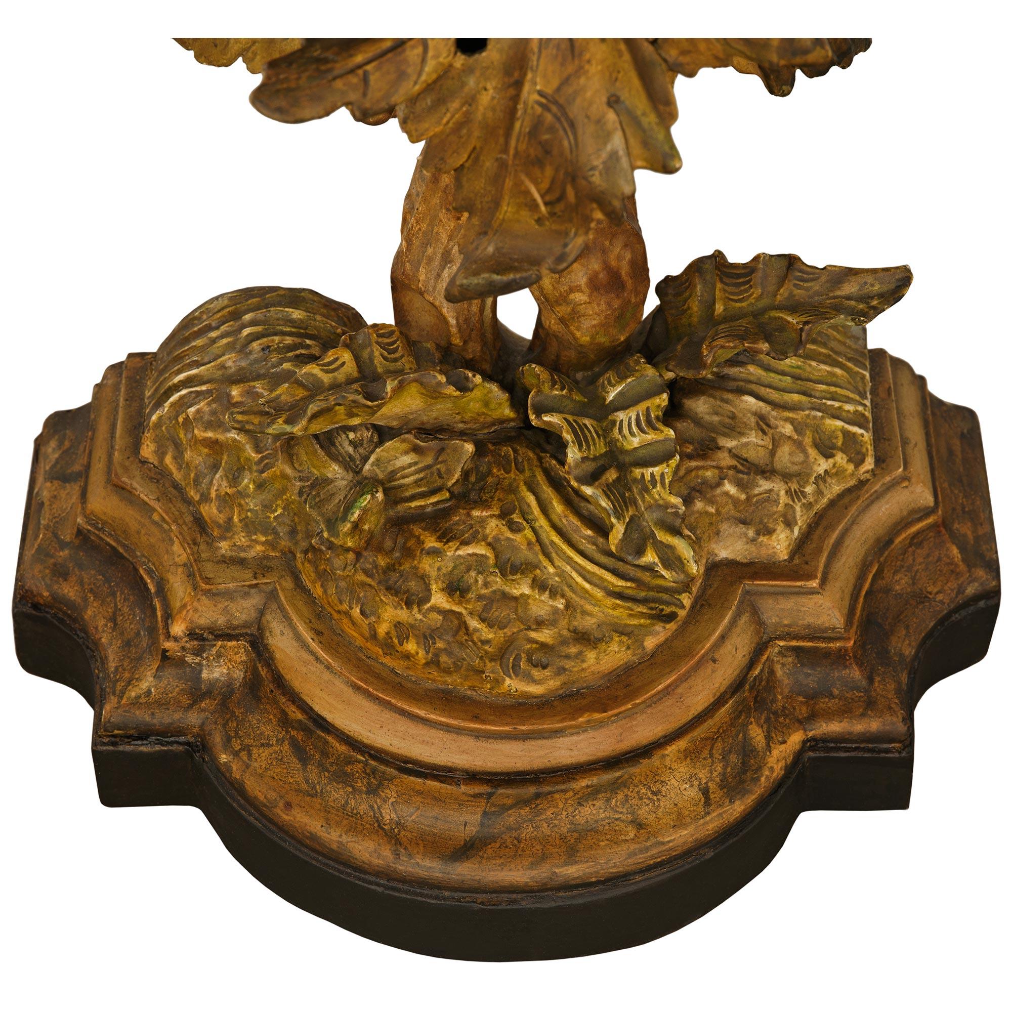 Italian 19th century Polychrome, patinated Wood and Gilt console For Sale 3