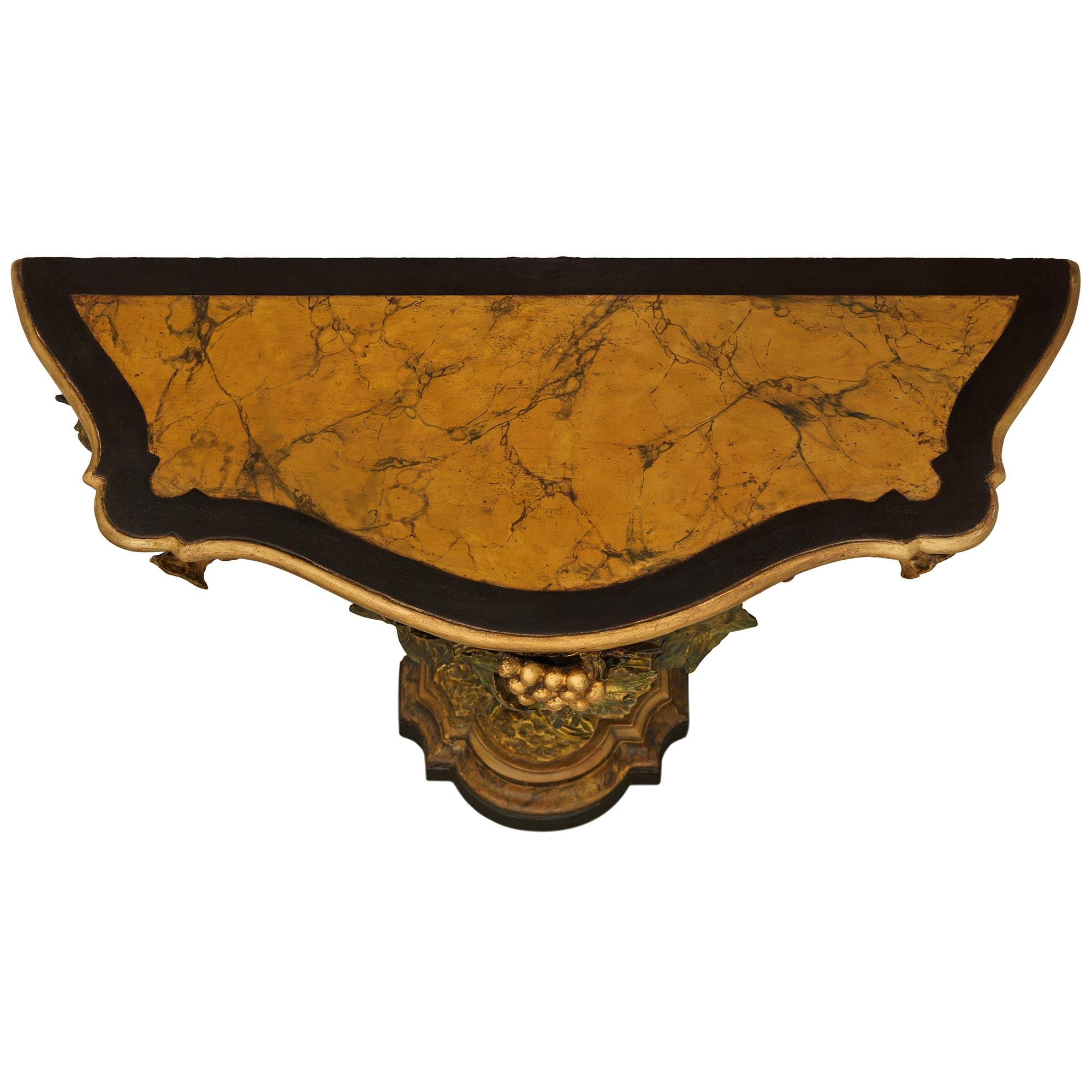 Italian 19th century Polychrome, patinated Wood and Gilt console For Sale 4