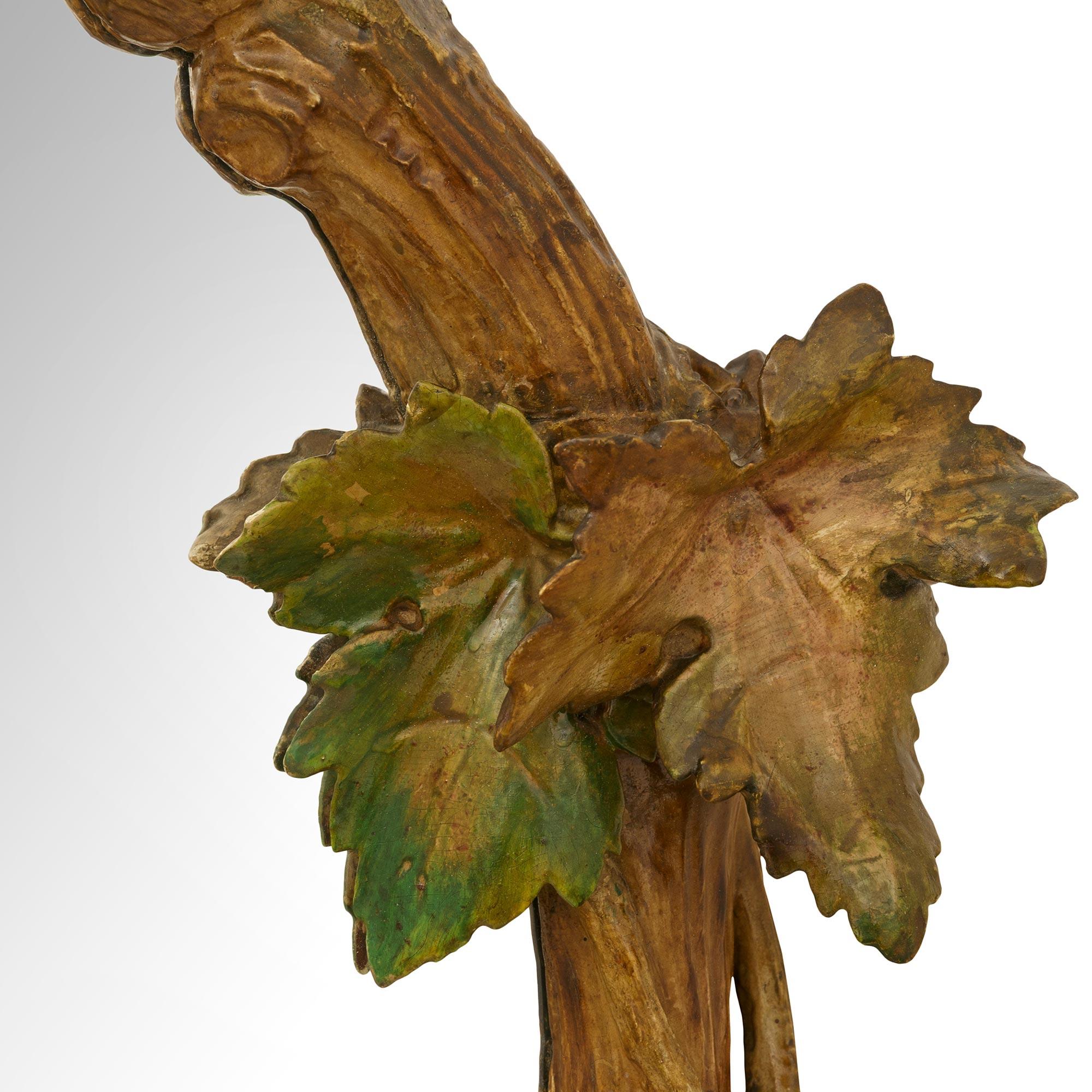 Miroir italien du 19ème siècle Polychrome, Wood Wood patiné et doré en vente 1