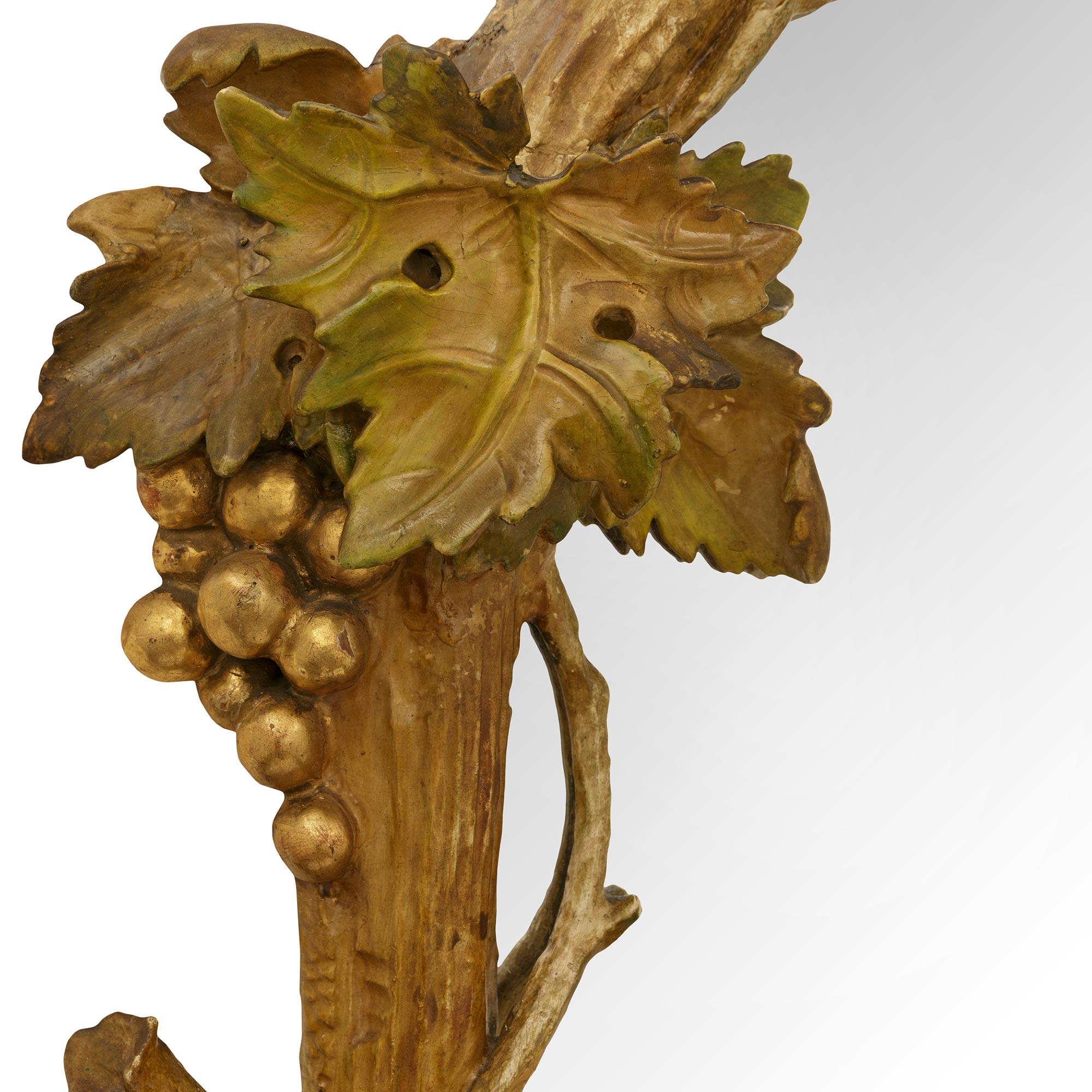 Miroir italien du 19ème siècle Polychrome, Wood Wood patiné et doré en vente 2