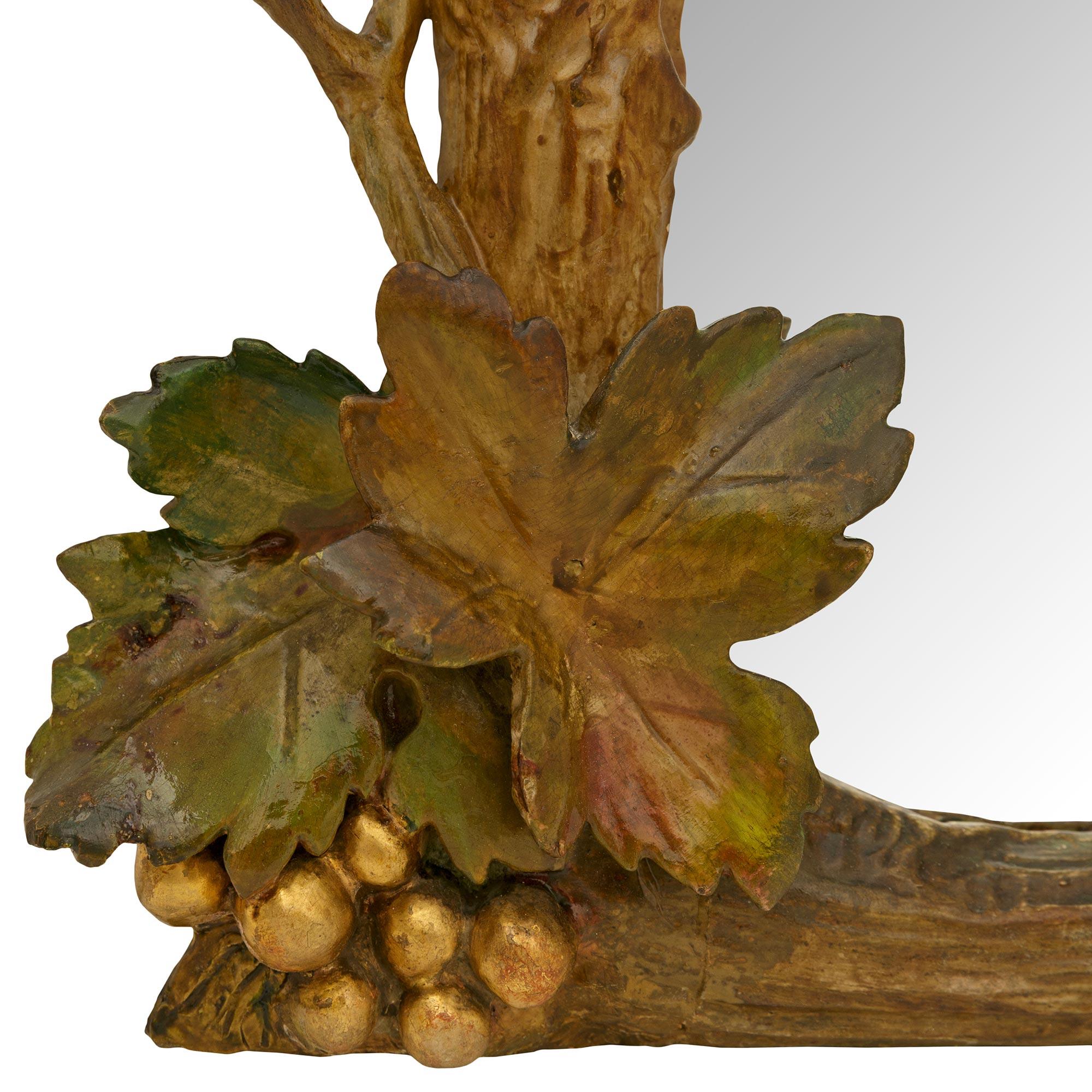 Miroir italien du 19ème siècle Polychrome, Wood Wood patiné et doré en vente 3