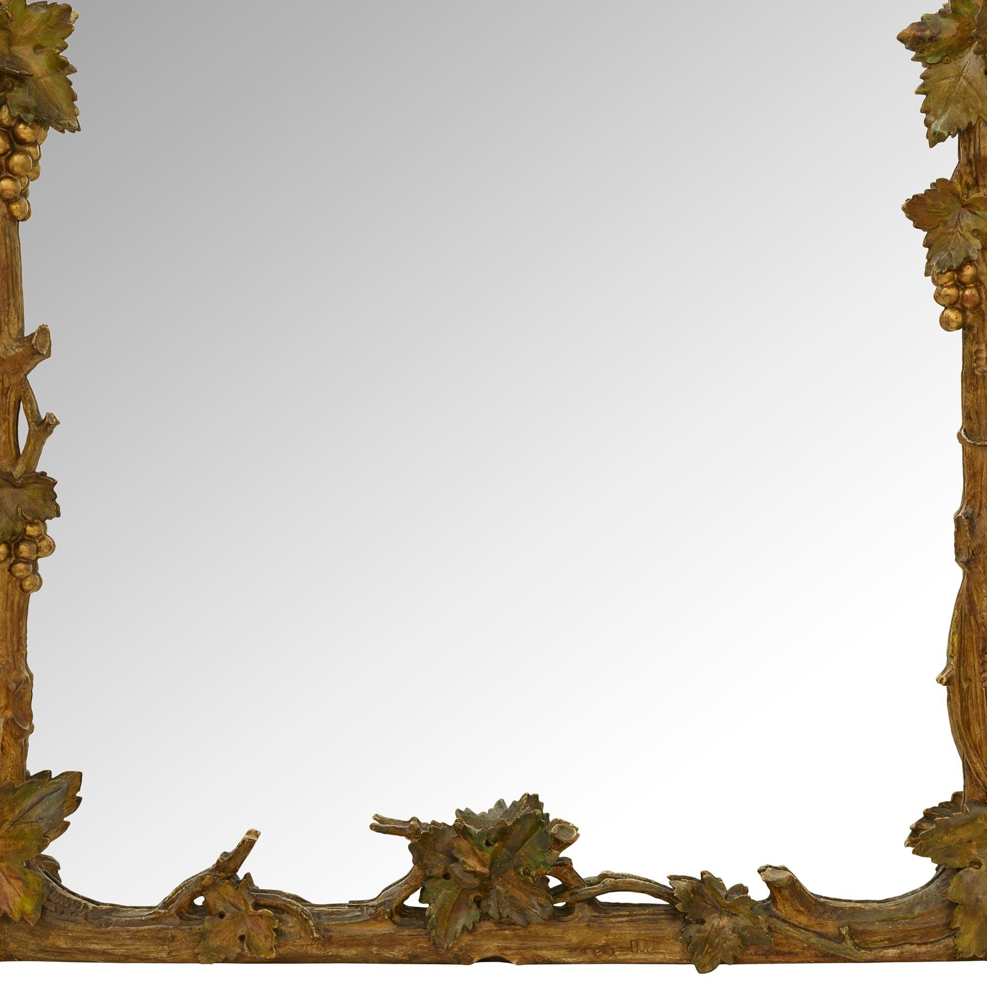 Miroir italien du 19ème siècle Polychrome, Wood Wood patiné et doré en vente 4