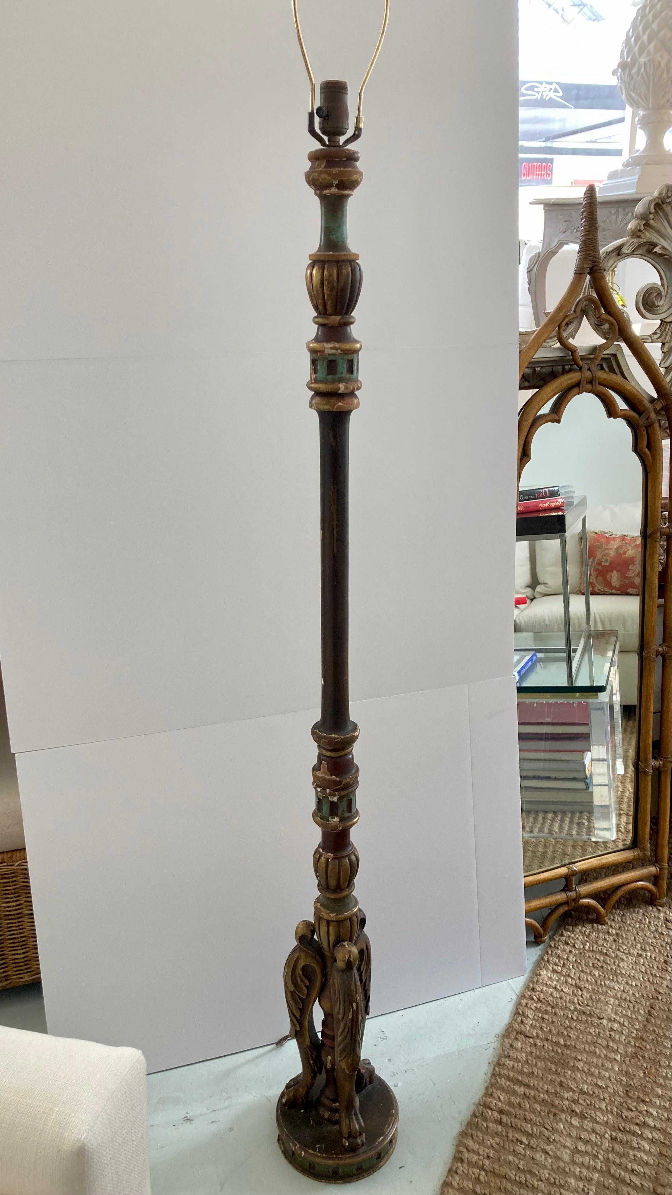 Other Italian 19th Century Polychrome Wood Floor Lamp For Sale