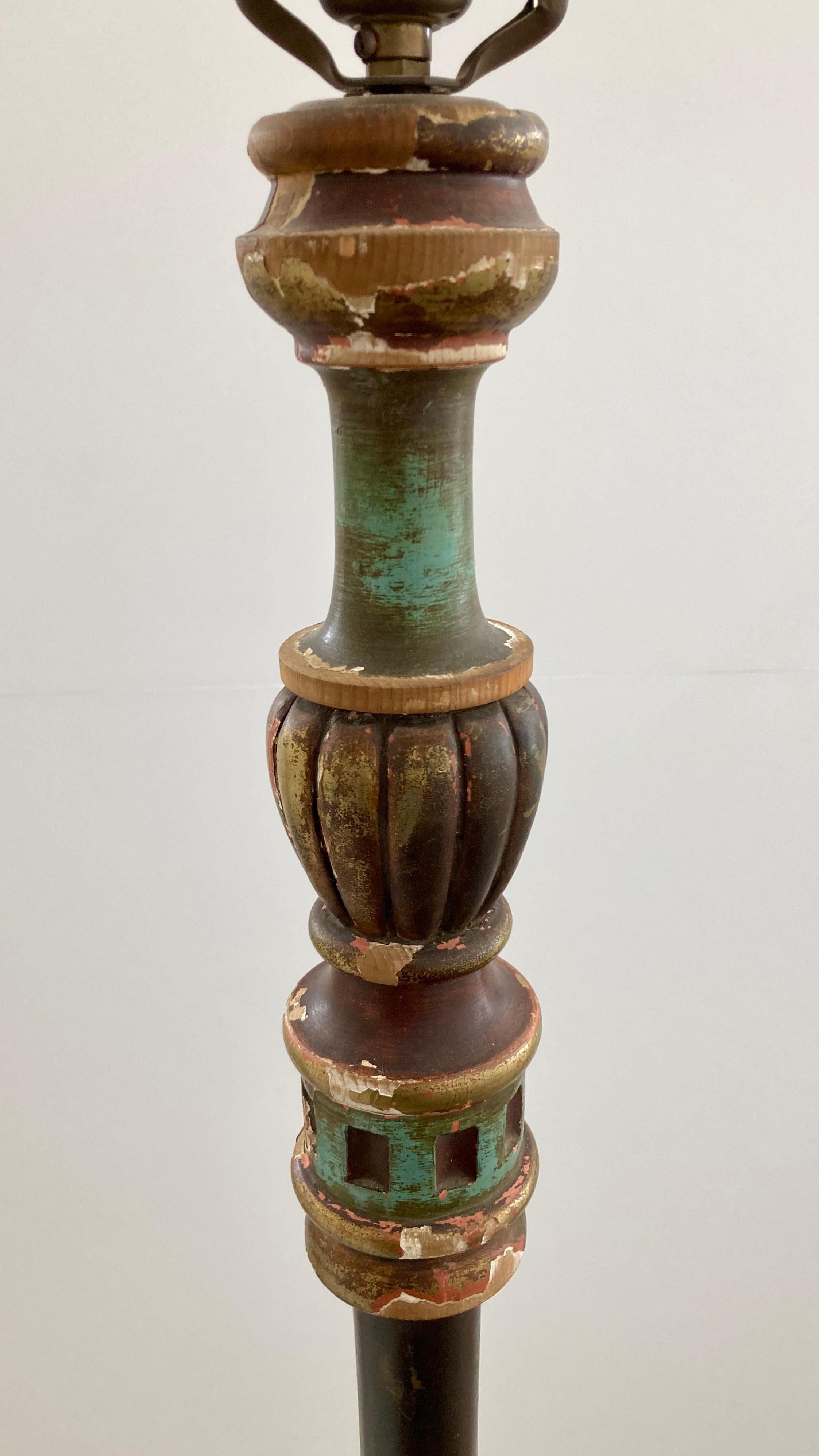 Italian 19th Century Polychrome Wood Floor Lamp In Good Condition For Sale In Los Angeles, CA