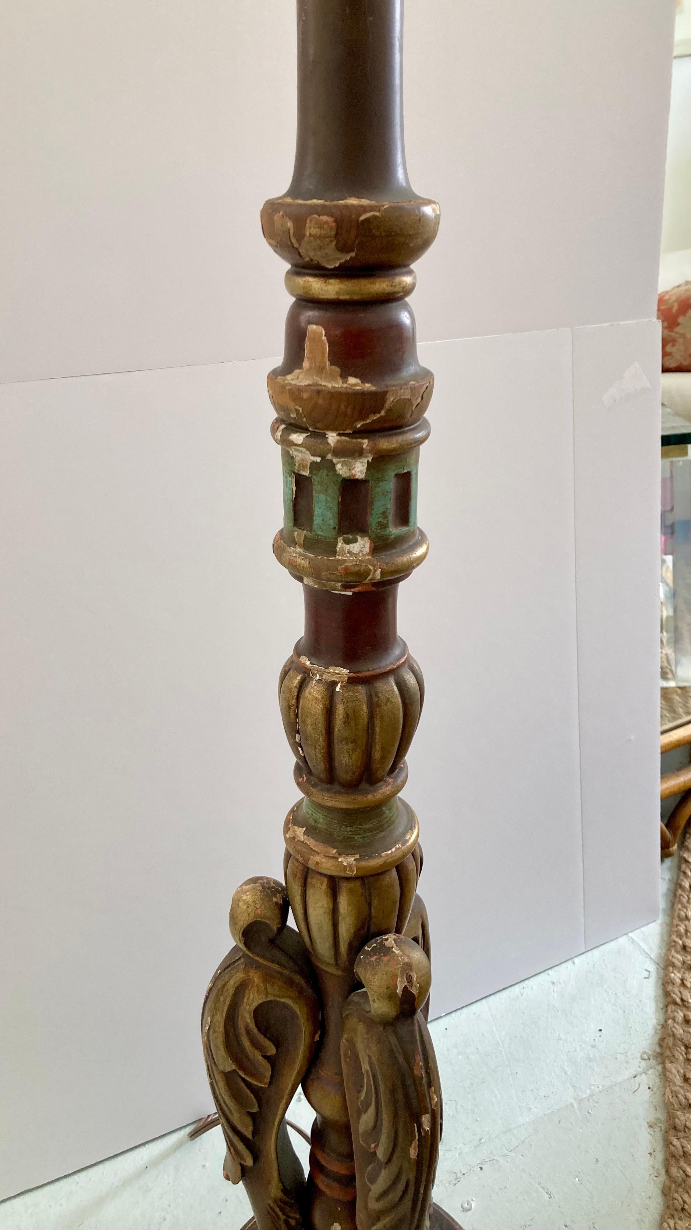 Italian 19th Century Polychrome Wood Floor Lamp For Sale 3