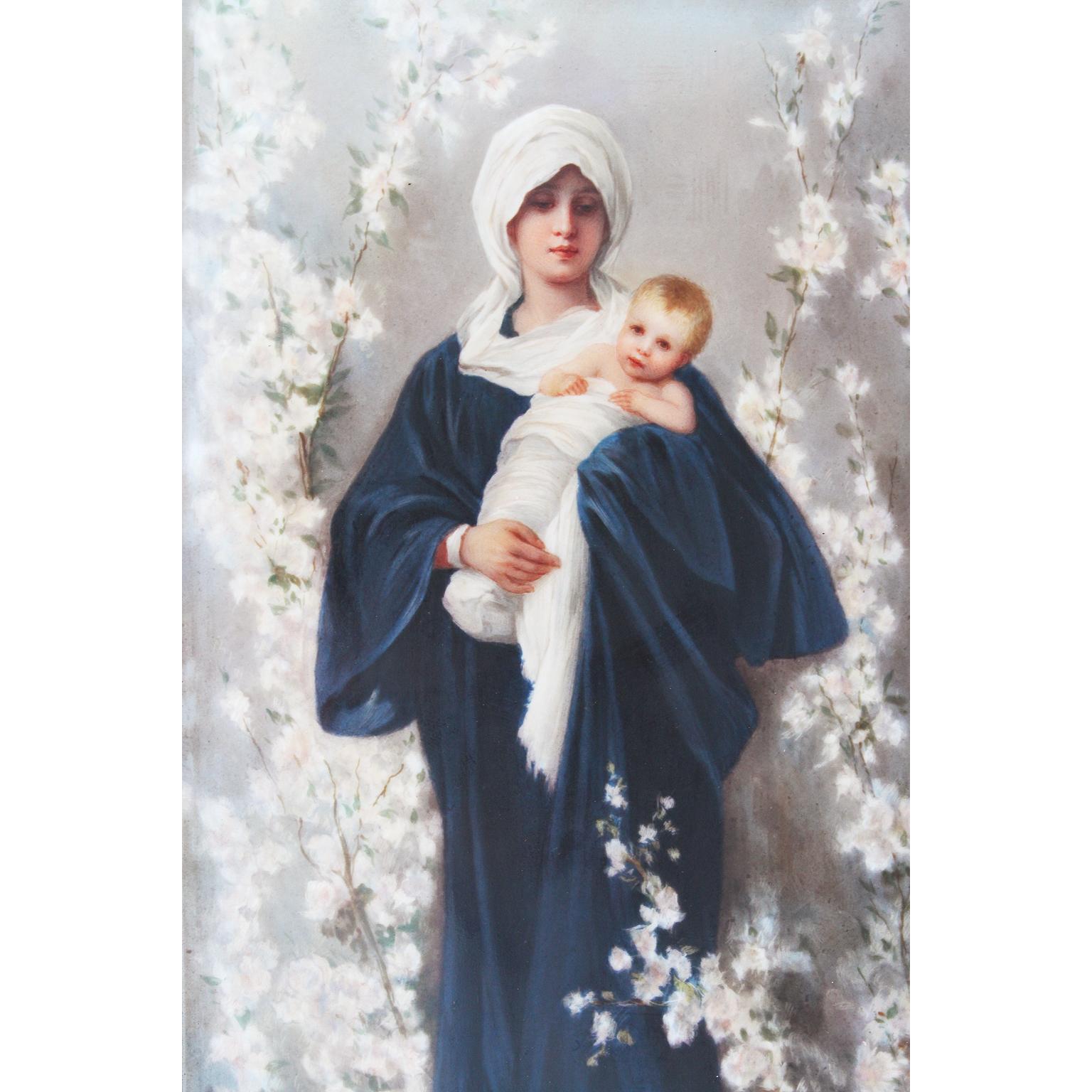 A very fine Italian 19th century porcelain plaque of Madonna della Primavera (