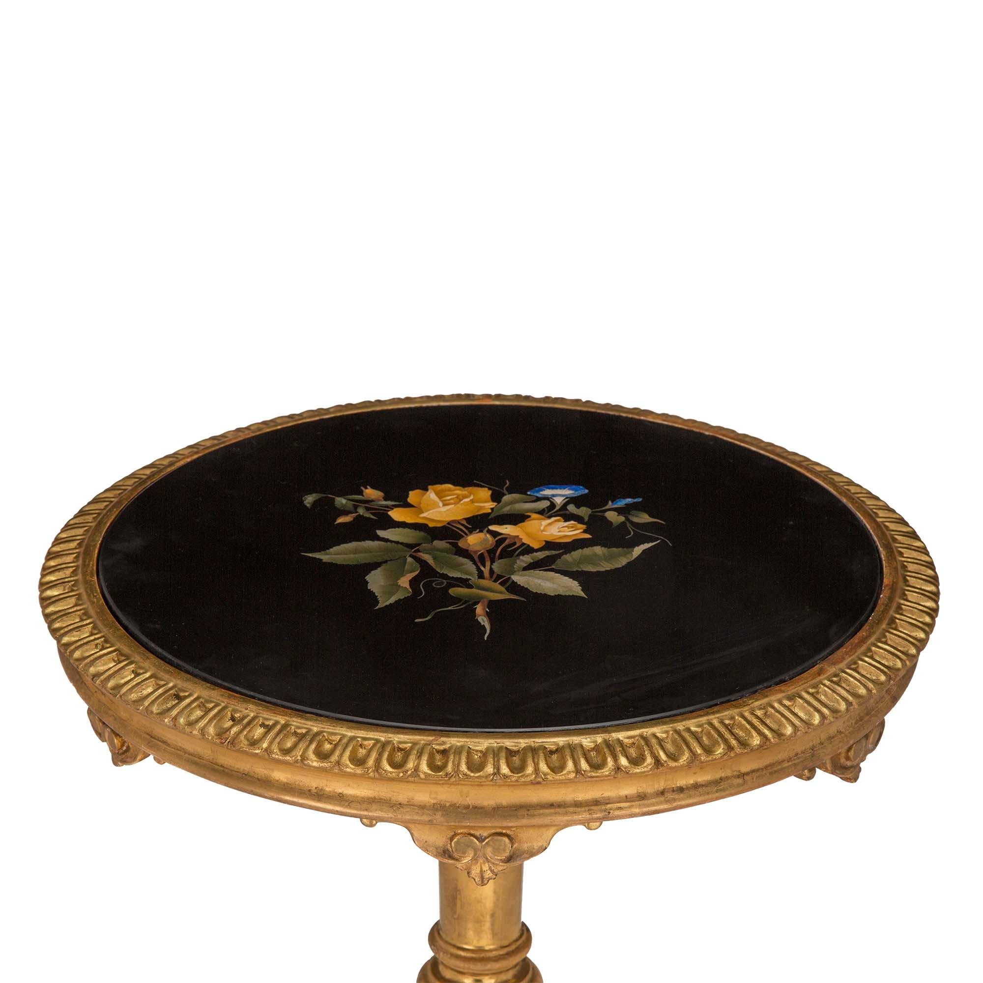 Italian 19th Century Rare and Unusual Tilt-Top Florentine Marble Side Table For Sale 2
